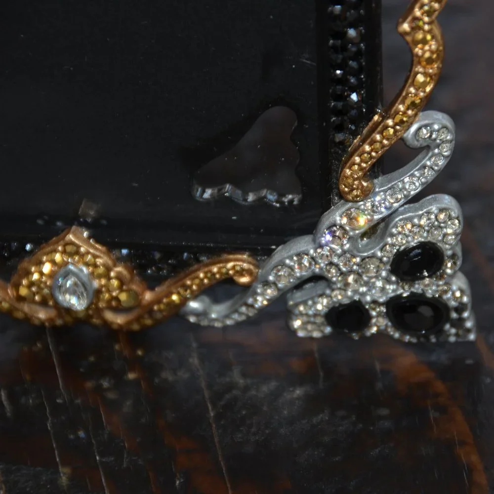 LOVELY RARE JAY STRONGWATER BLACK PAVE TIARA PAISLEY SCROLL CRYSTAL ENAMEL FRAME